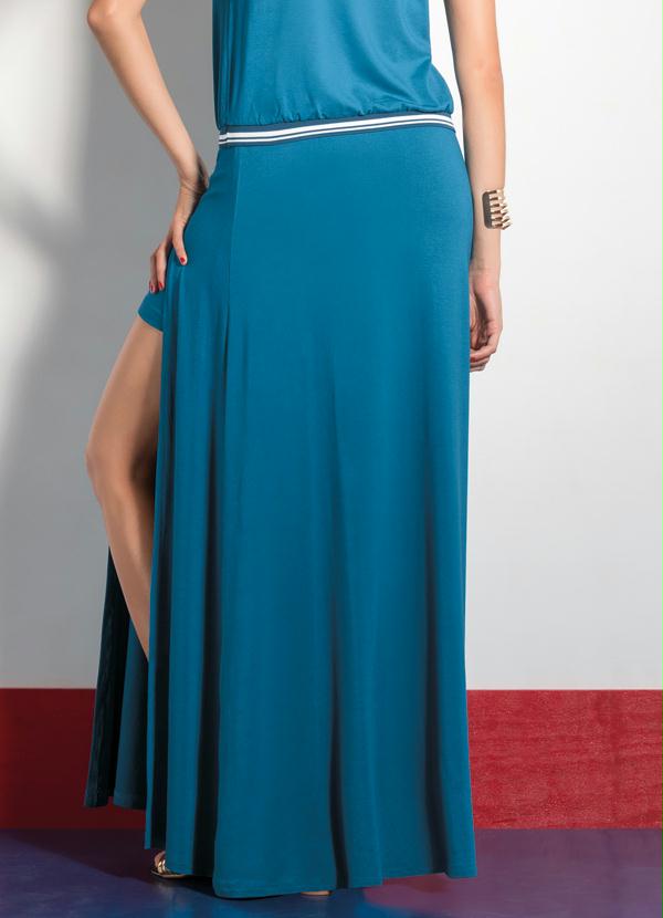Quintess - Saia Longa com Fenda Azul 3