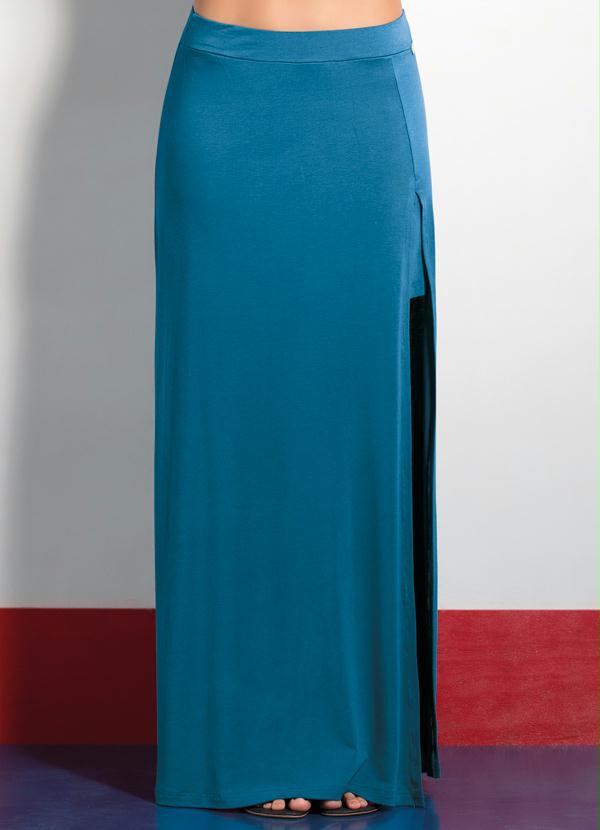 Quintess - Saia Longa com Fenda Azul 6