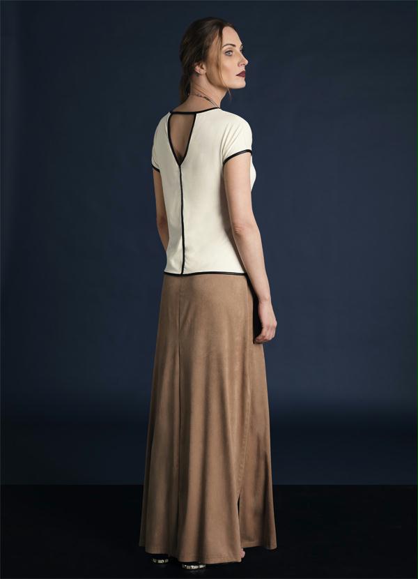 Multimarcas - Saia Longa com Fendas Laterais Caramelo 4