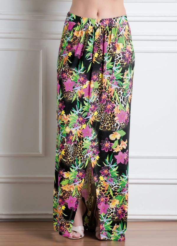 Miss Masy - Saia Longa Estampada Miss Masy com Fenda Frontal 5