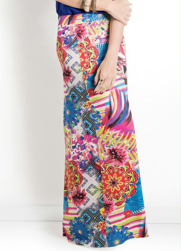 Ah - Saia Longa Fluida Ah Mix de Estampas
