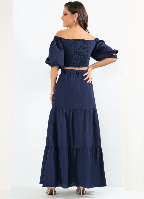 Quintess - Saia Longa Marinho com Camadas 4