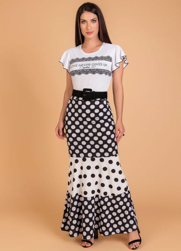 Rosalie - Saia Longa Moda Evangélica Poá 3