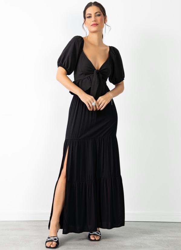 Longa Preta Saia Longa Em Viscose Quintess Saia Preta Em Viscose