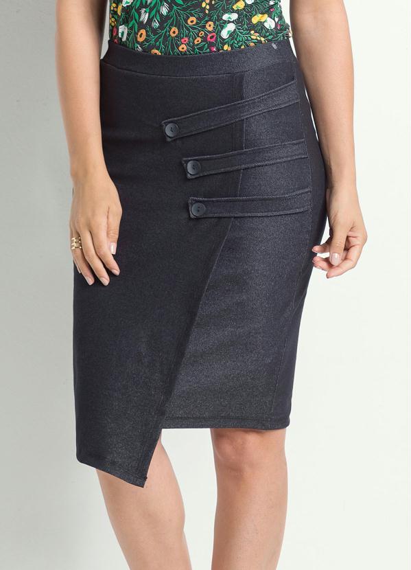 Outlet - Saia Assimétrica Preta Moda Evangélica