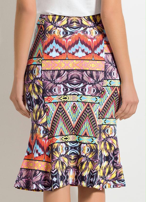 Rosalie - Saia com Barra Ampla Estampa Étnica 2