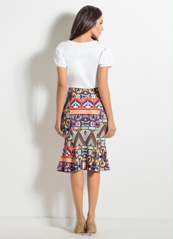 Rosalie - Saia com Barra Ampla Estampa Étnica 4