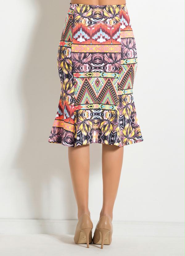 Rosalie - Saia com Barra Ampla Estampa Étnica 6