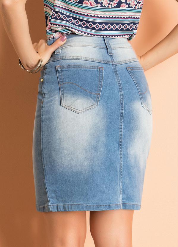 Outlet - Saia com Botões Frontais Jeans Claro 2