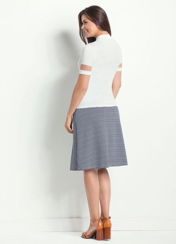 Rosalie - Saia com Recortes Listrada Moda Evangélica 4