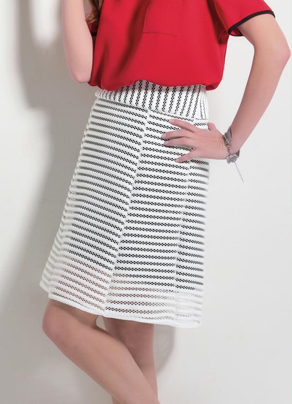 Multimarcas - Saia Evasê com Detalhes Vazados Branca 1