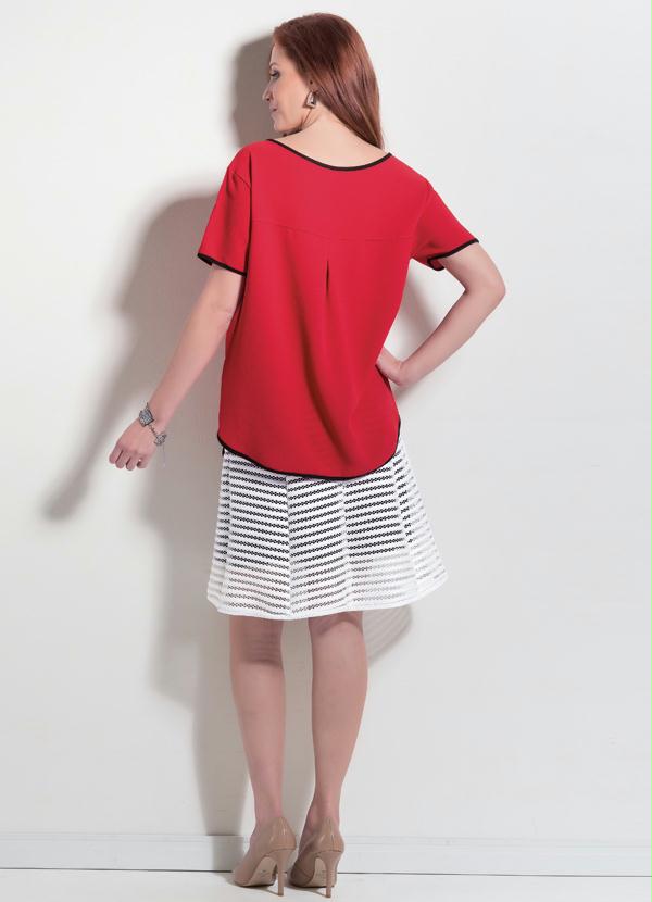 Multimarcas - Saia Evasê com Detalhes Vazados Branca 4