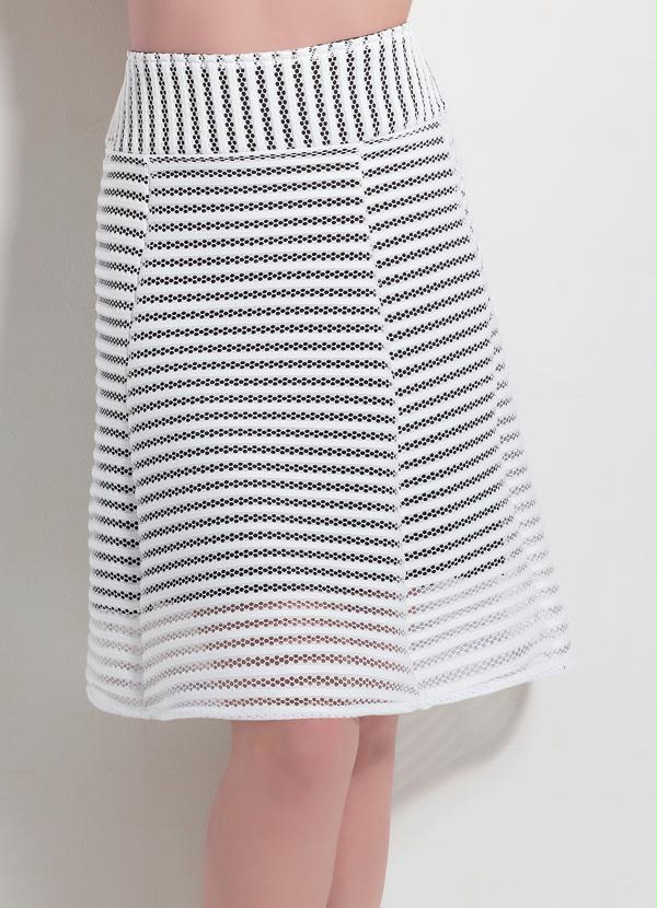 Multimarcas - Saia Evasê com Detalhes Vazados Branca 5