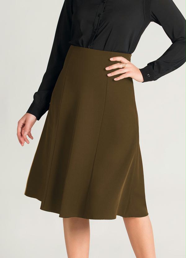 Multimarcas - Saia Evasê Midi Verde