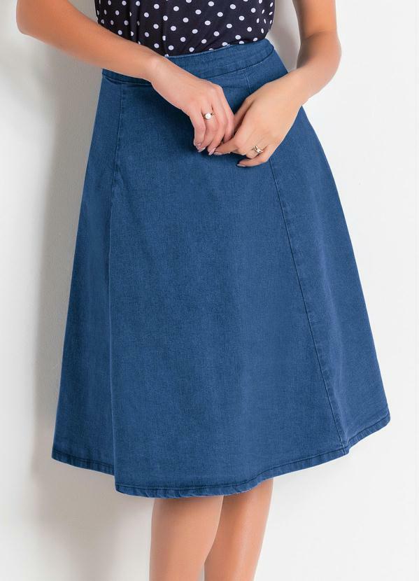 saia jeans evase curta