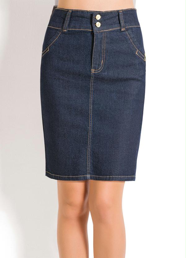 Janine - Saia Jeans com Bolsos Azul Escuro