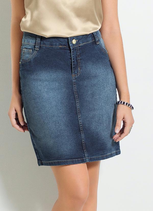 saia jeans cintura media