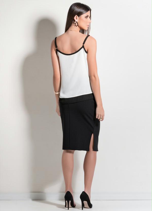 Multimarcas - Saia Lápis Preta com Fenda nas Laterais 4