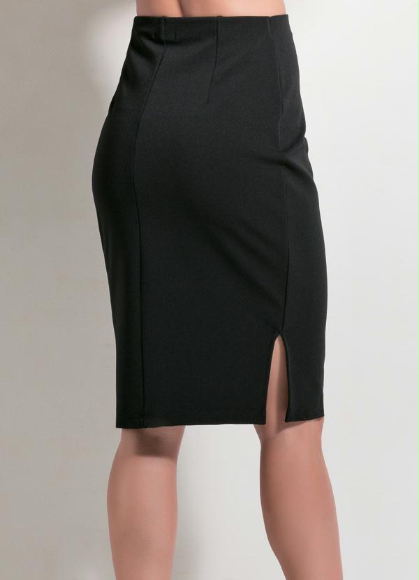 Multimarcas - Saia Lápis Preta com Fenda nas Laterais 6