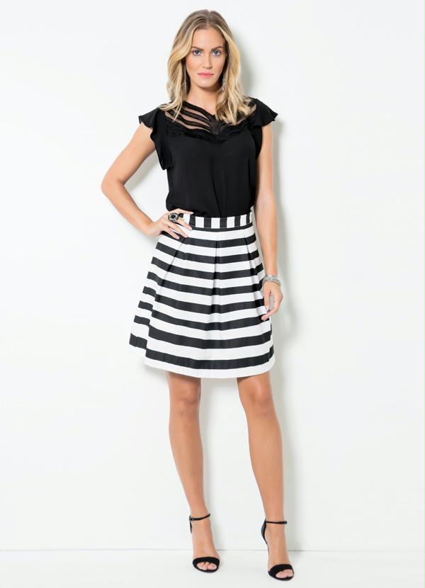 Multimarcas - Saia Listrada Mink Evasê 3