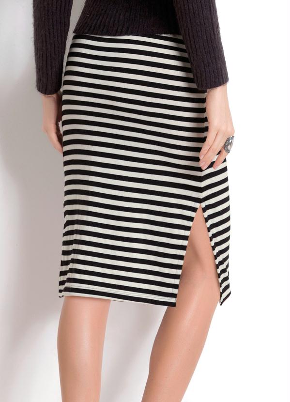 Quintess - Saia Listrada Quintess com Fendas nas Laterais 2