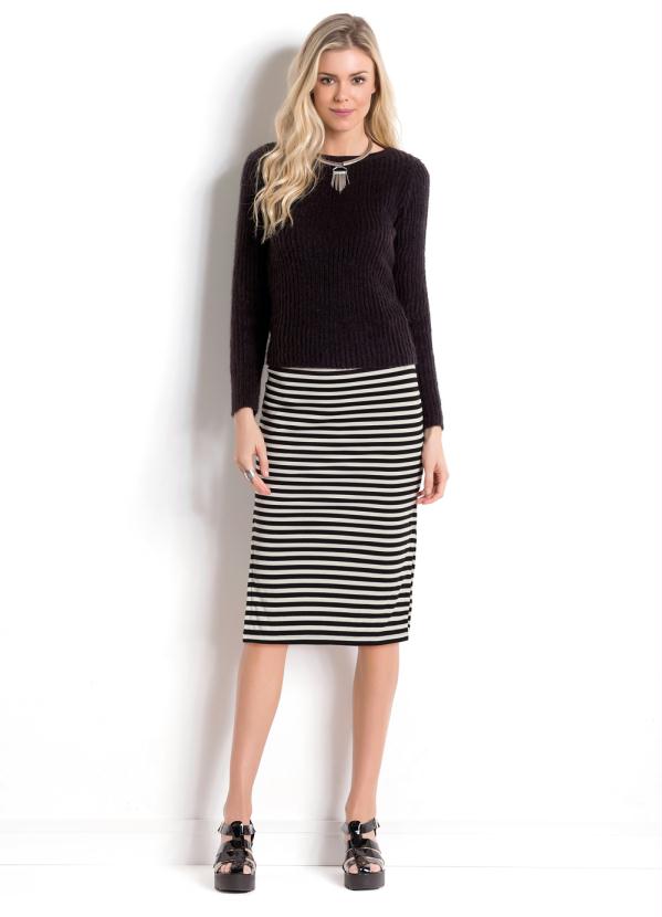 Quintess - Saia Listrada Quintess com Fendas nas Laterais 5