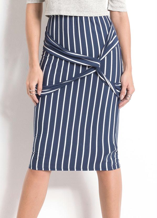 Quintess - Saia Listrada Quintess com Tiras Transpassadas