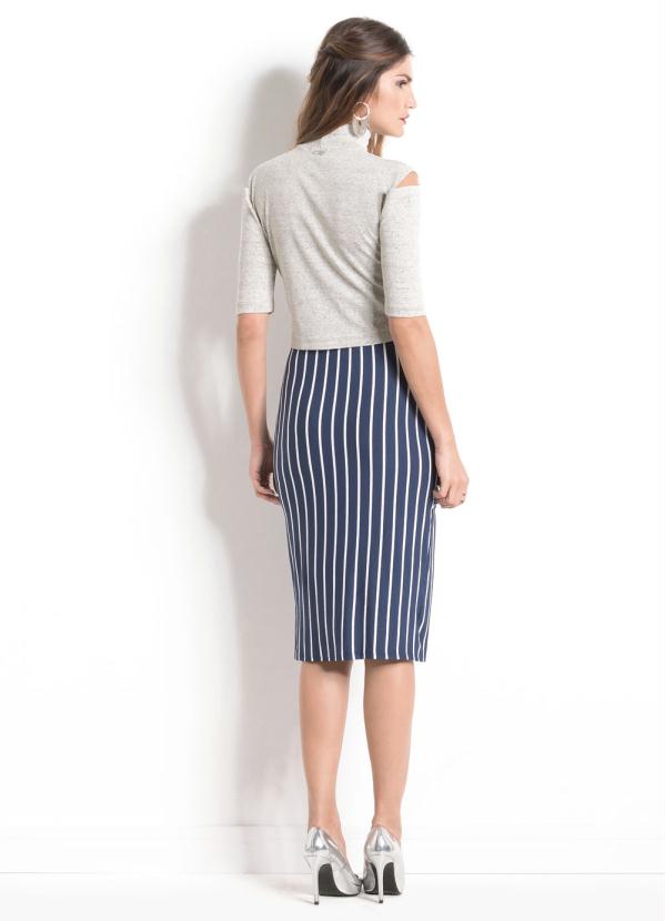 Quintess - Saia Listrada Quintess com Tiras Transpassadas 5