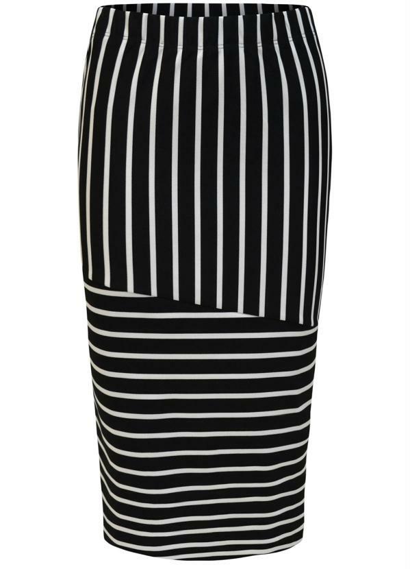 Outlet - Saia Midi Listrada Preto