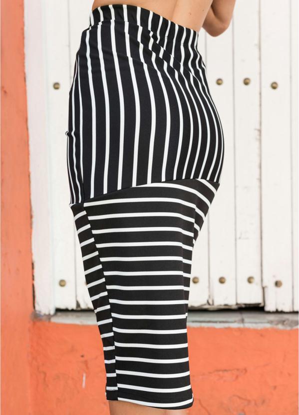 Outlet - Saia Midi Listrada Preto 5