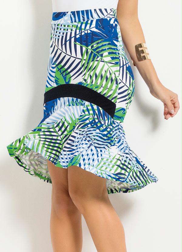 Quintess - Saia Sino Quintess Mullet Estampa Folhagens 1