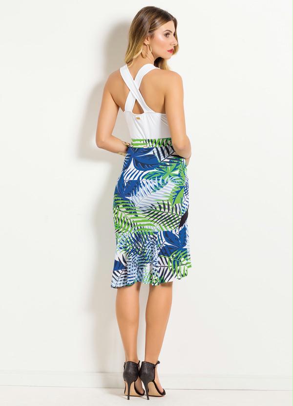 Quintess - Saia Sino Quintess Mullet Estampa Folhagens 4