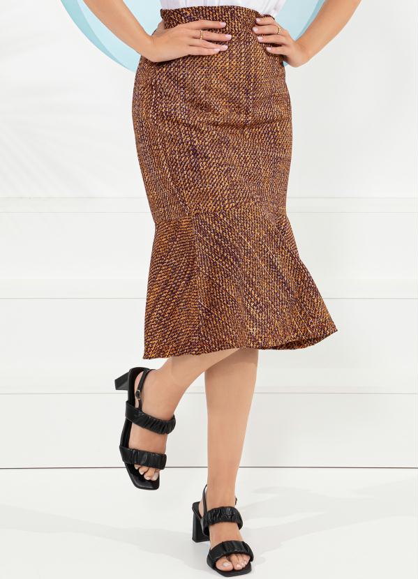 Rosalie - Saia Abstrata Laranja com Cós