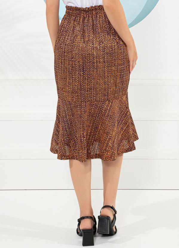 Rosalie - Saia Abstrata Laranja com Cós 2