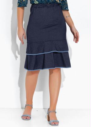 Rosalie - Saia Azul Escuro com Babado - ROSALIE