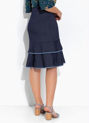 Rosalie - Saia Azul Escuro com Babado - ROSALIE