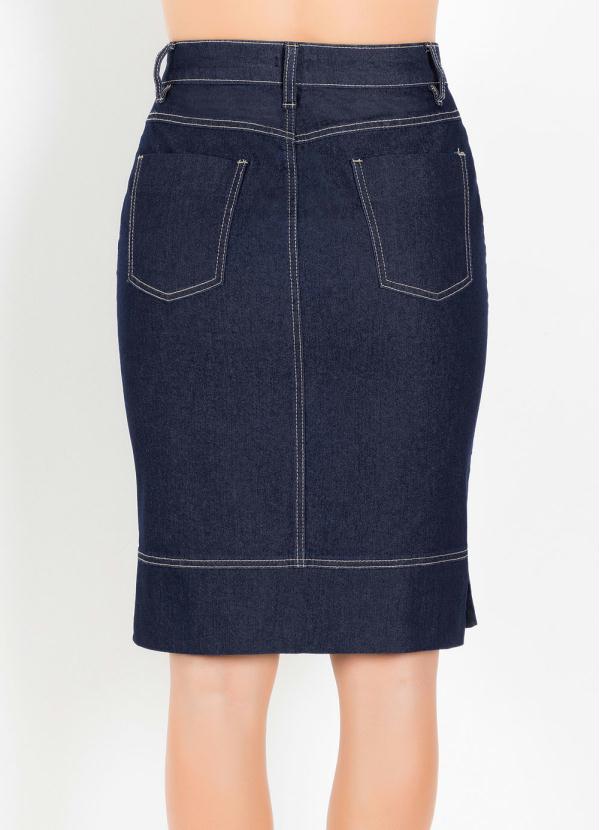 Rosalie - Saia Azul Escuro com Botões Frontais 10