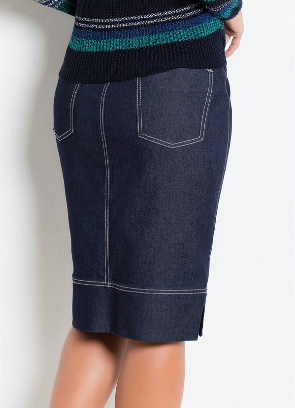 Rosalie - Saia Azul Escuro com Botões Frontais 2