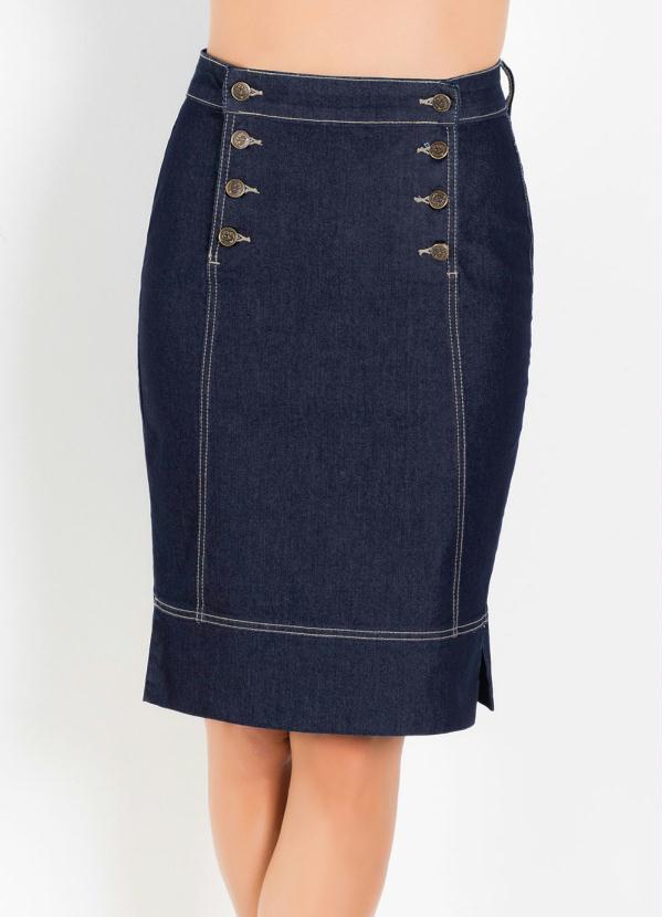 Rosalie - Saia Azul Escuro com Botões Frontais 8