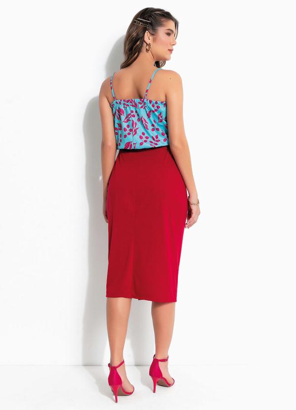 Moda Pop - Saia Bordô com Fenda Ajustável 4