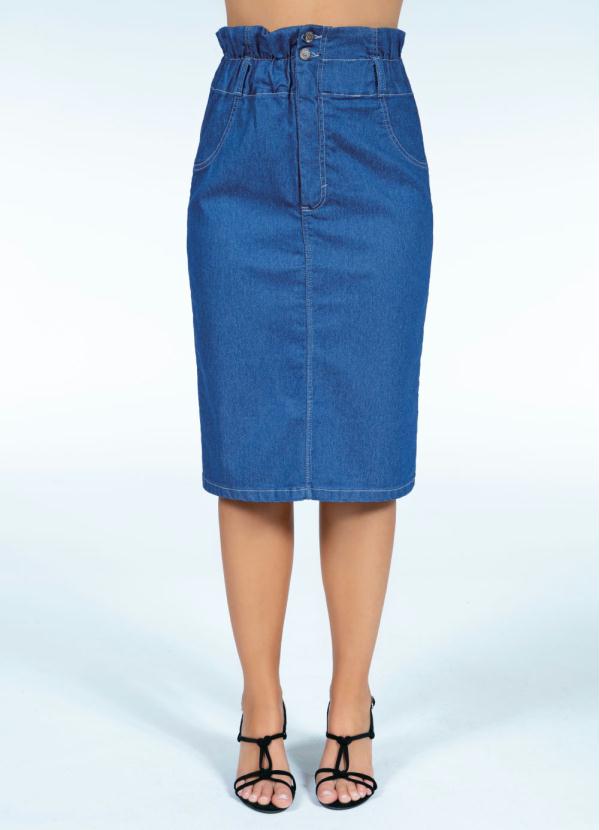 Quintess - Saia Clochard Jeans Cintura Alta com Bolsos 3