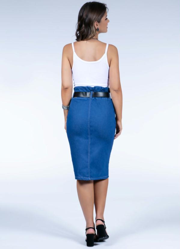 Quintess - Saia Clochard Jeans Cintura Alta com Bolsos 6