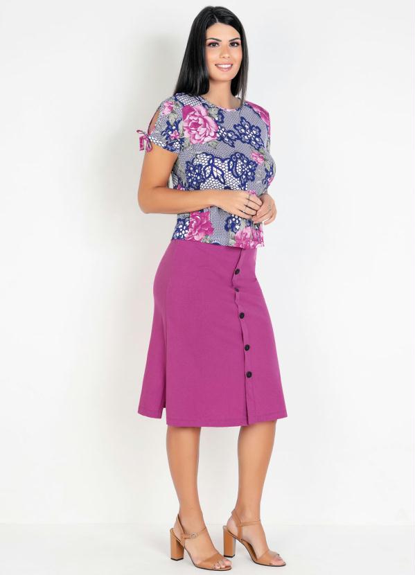 Rosalie - Saia com Botões Fúcsia 4