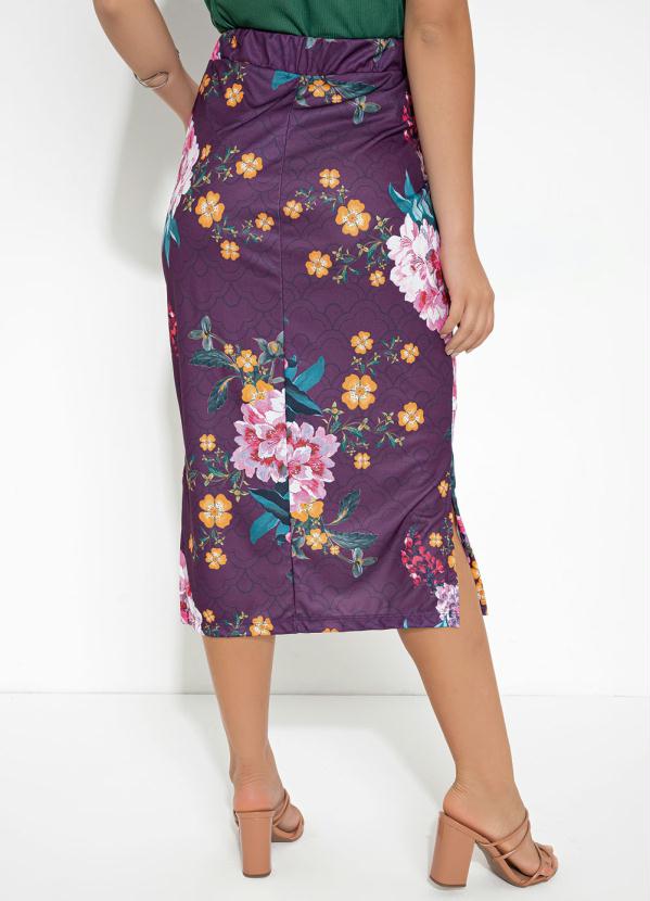 Outlet - Saia com Fendas Floral Roxa 2