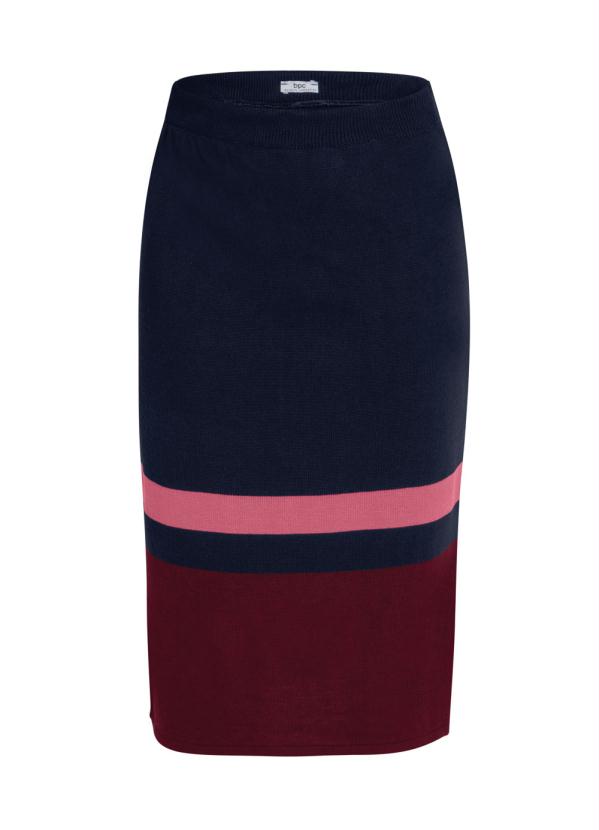 bonprix - Saia de Tricô com Listra Azul Marinho 4