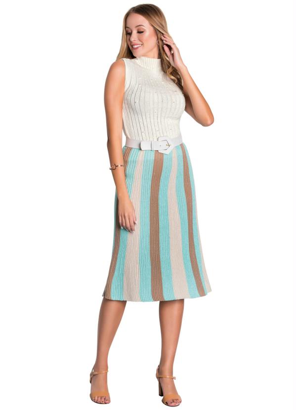 Outlet - Saia de Tricô Listrada Moda Evangélica 3