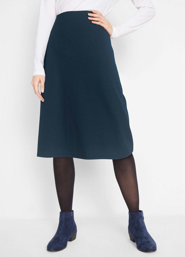 bonprix - Saia Evasê Azul Marinho