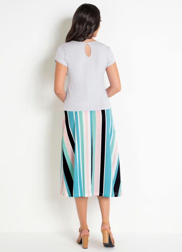 Rosalie - Saia Evasê Listrada Moda Evangélica 4