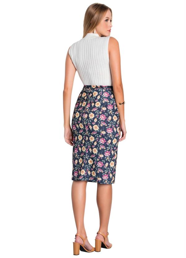 Outlet - Saia Floral Moda Evangélica Modelo Lápis 4