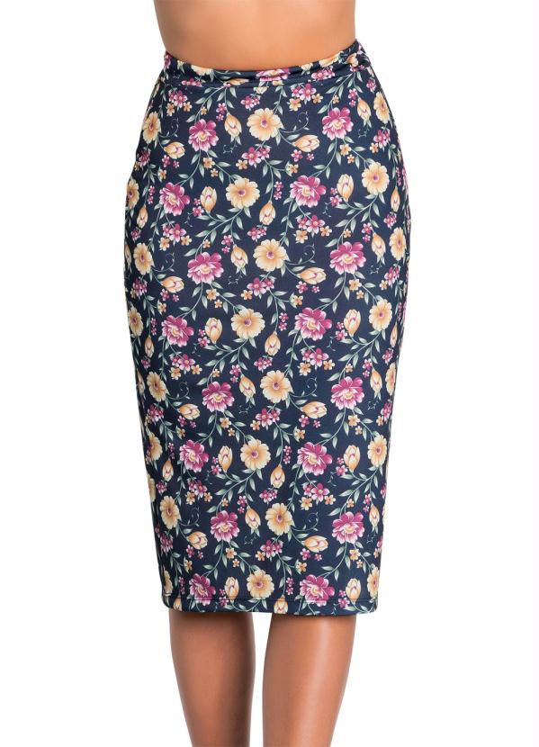 Outlet - Saia Floral Moda Evangélica Modelo Lápis 5